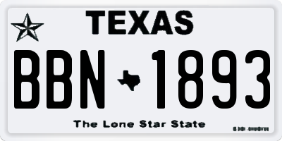 TX license plate BBN1893