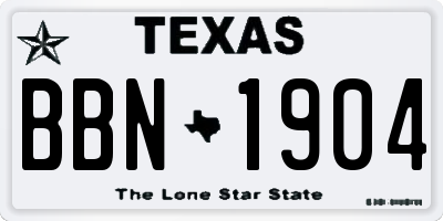 TX license plate BBN1904