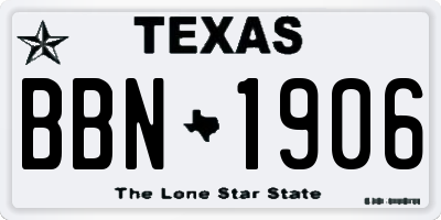 TX license plate BBN1906