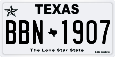 TX license plate BBN1907