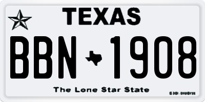 TX license plate BBN1908