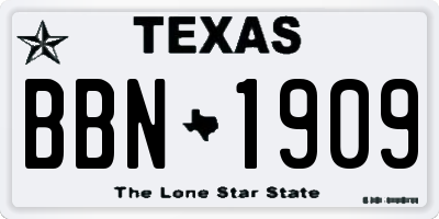 TX license plate BBN1909