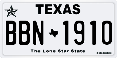 TX license plate BBN1910