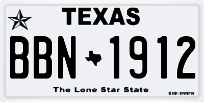 TX license plate BBN1912