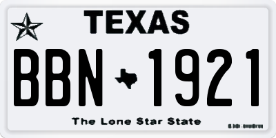 TX license plate BBN1921