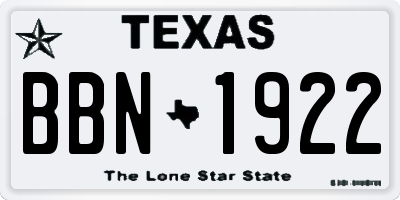 TX license plate BBN1922