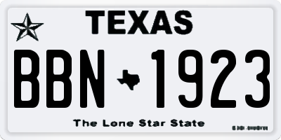 TX license plate BBN1923