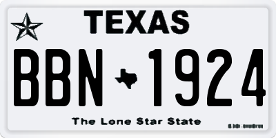 TX license plate BBN1924