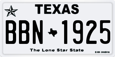 TX license plate BBN1925