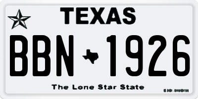 TX license plate BBN1926