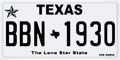 TX license plate BBN1930