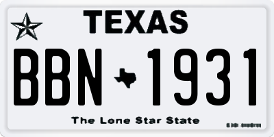 TX license plate BBN1931