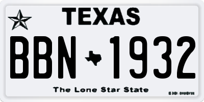 TX license plate BBN1932