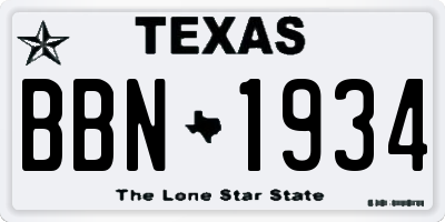 TX license plate BBN1934