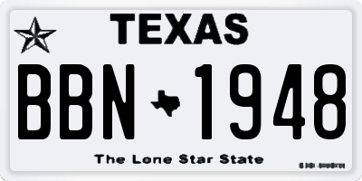 TX license plate BBN1948