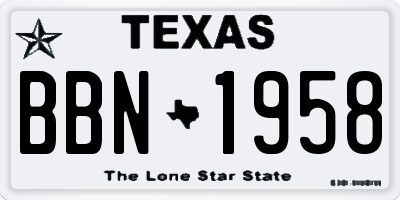 TX license plate BBN1958