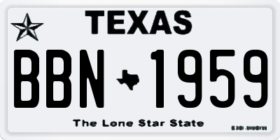 TX license plate BBN1959