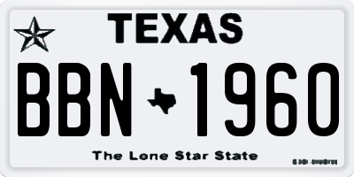 TX license plate BBN1960