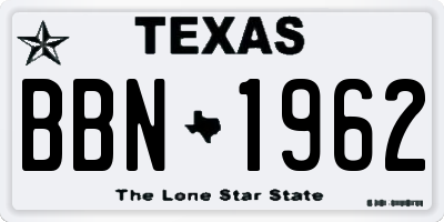 TX license plate BBN1962
