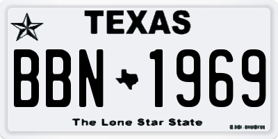 TX license plate BBN1969