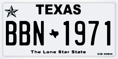 TX license plate BBN1971