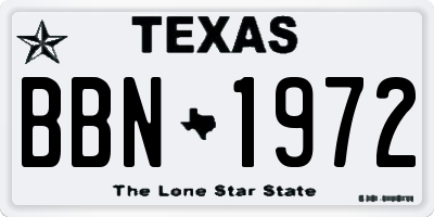 TX license plate BBN1972