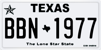 TX license plate BBN1977