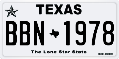 TX license plate BBN1978