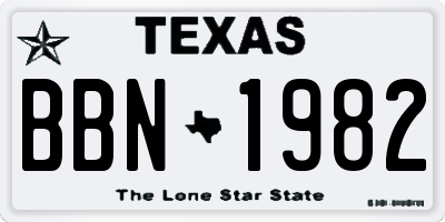 TX license plate BBN1982