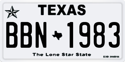 TX license plate BBN1983