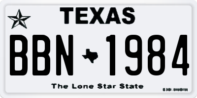 TX license plate BBN1984