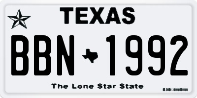 TX license plate BBN1992