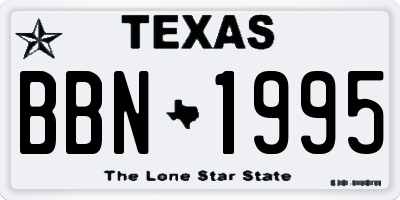 TX license plate BBN1995