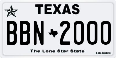 TX license plate BBN2000