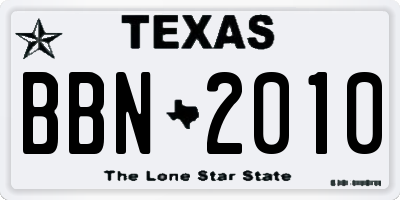 TX license plate BBN2010