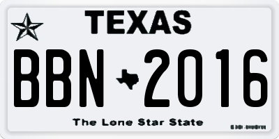 TX license plate BBN2016