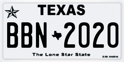 TX license plate BBN2020