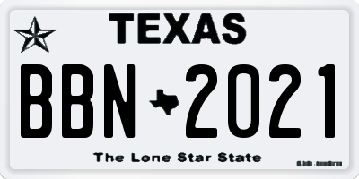 TX license plate BBN2021