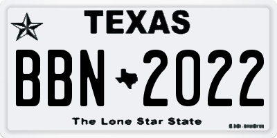 TX license plate BBN2022