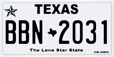 TX license plate BBN2031
