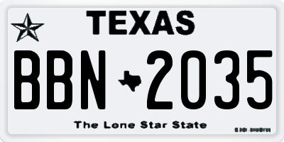 TX license plate BBN2035