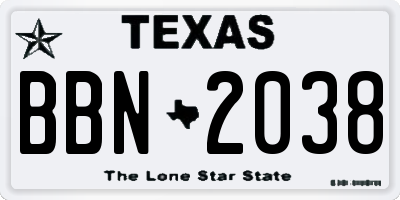 TX license plate BBN2038