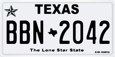 TX license plate BBN2042