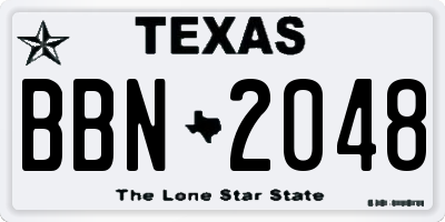 TX license plate BBN2048