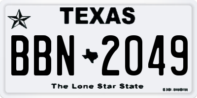 TX license plate BBN2049