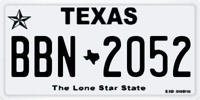 TX license plate BBN2052