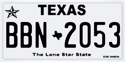 TX license plate BBN2053