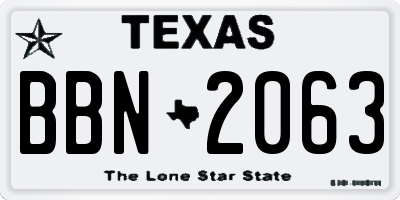 TX license plate BBN2063