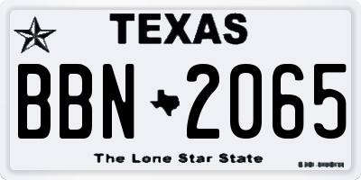 TX license plate BBN2065