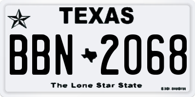 TX license plate BBN2068